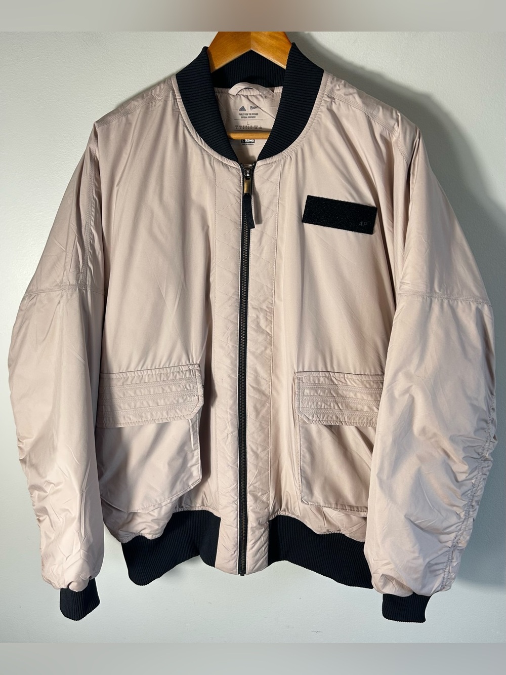 Adidas X Parley Bomber Jacket Men’s Size L HR6982 Zip Up Wonder Taupe